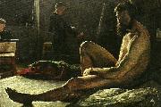 gottfrid kallstenius sittande manlig modell oil painting